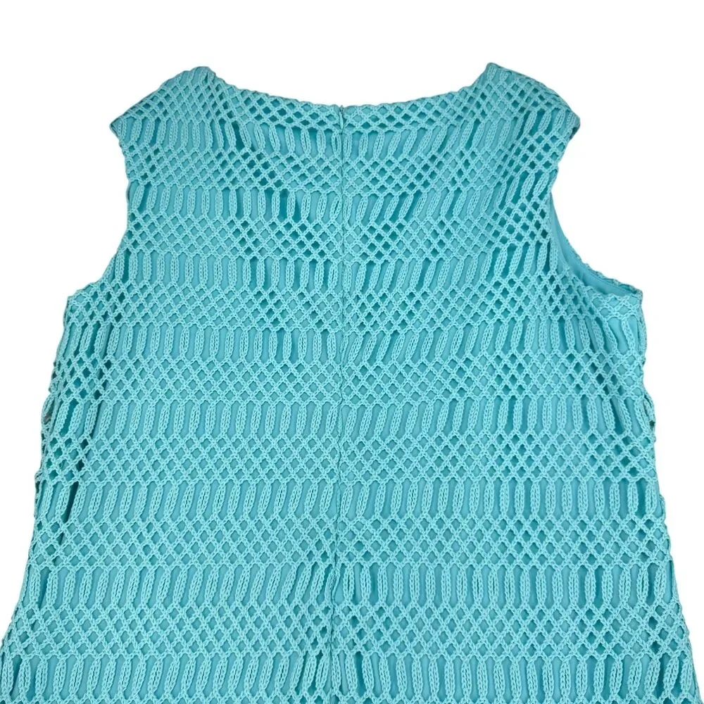 Lauren Ralph Lauren Crochet Lace Sheath Dress 18W Aqua Blue Boat Neck Wedding - Picture 9 of 13